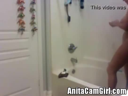 Chubby teen takes a shower on webcam